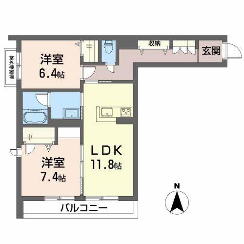 シャーメゾン アーモンド(2LDK/2階)の間取り写真