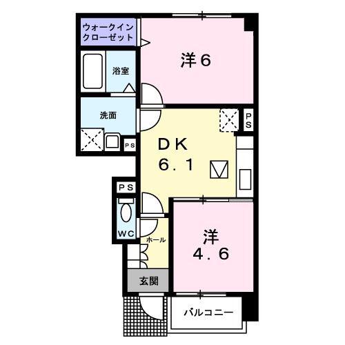 アニバーサリー(2DK/1階)の間取り写真