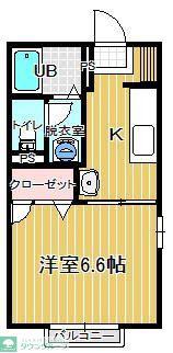 シャルムII(1K/2階)の間取り写真