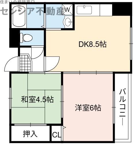 パラッツォ京橋(2DK/2階)の間取り写真