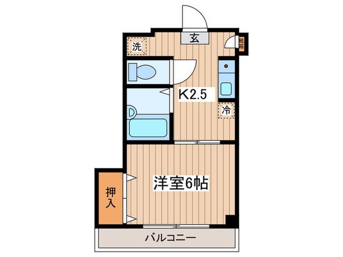 コートハウスJ B棟(1K/2階)の間取り写真