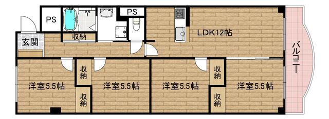 コープ野村高槻(4LDK/3階)の間取り写真