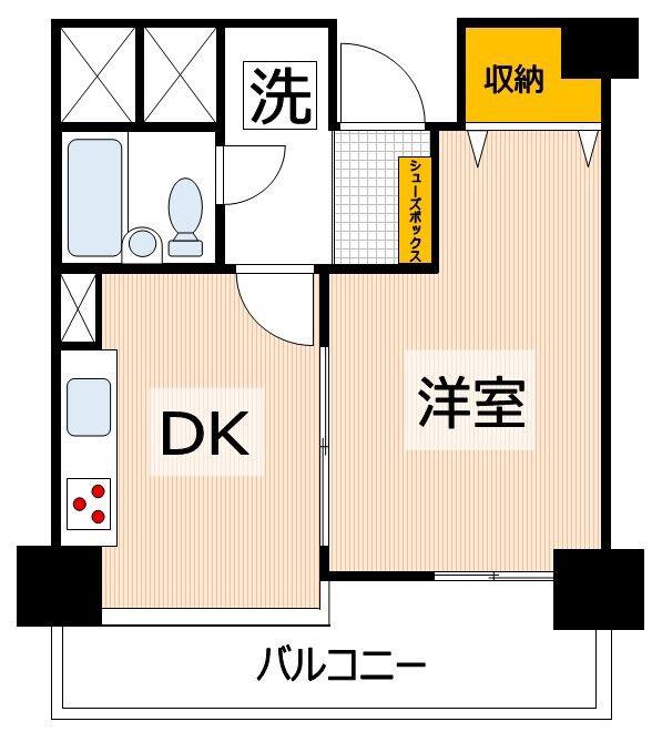 シティ音羽(1DK/9階)の間取り写真