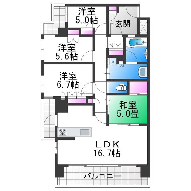 セントパークス平野公園(4LDK/7階)の間取り写真