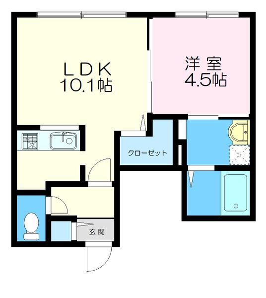 ブランシャール新さっぽろ(1LDK/1階)の間取り写真