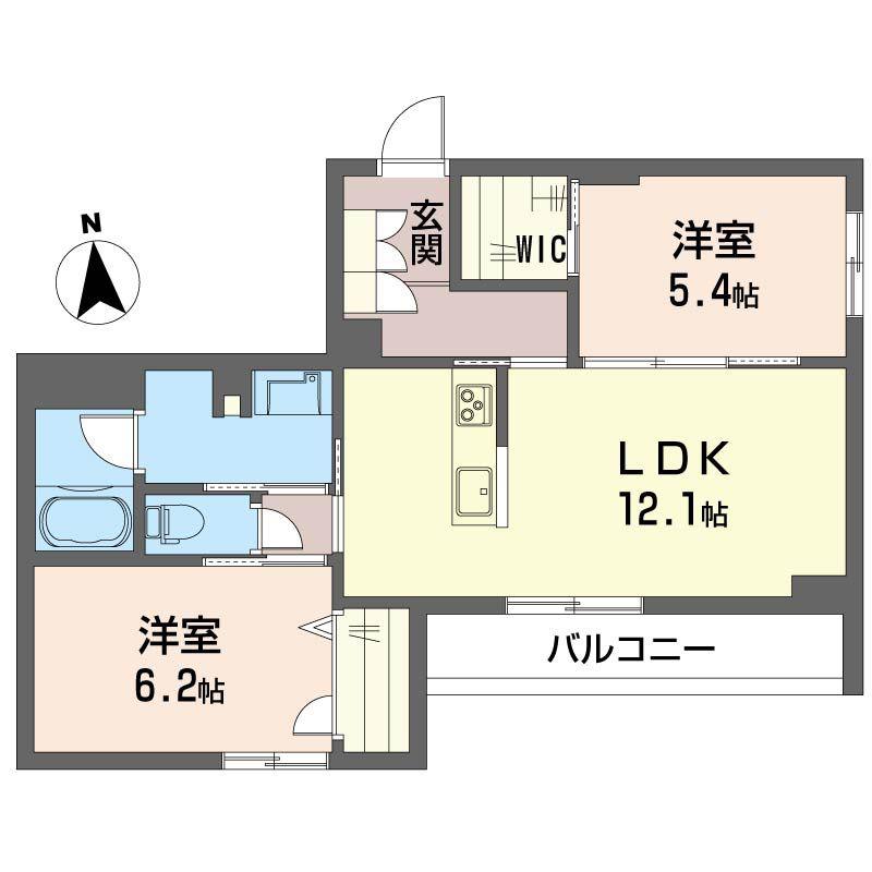 ルナリアウエスト上高田(2LDK/2階)の間取り写真