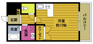 アーバンリブ碩田(ワンルーム/5階)の間取り写真