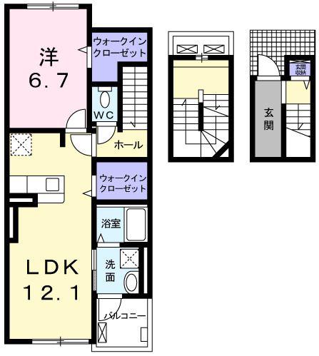 カサ・ヴィアーレII(1LDK/3階)の間取り写真