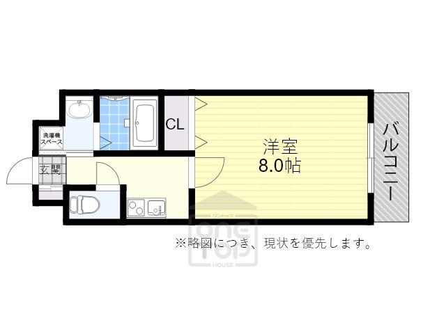 ロイヤルコート中桜塚(1K/8階)の間取り写真