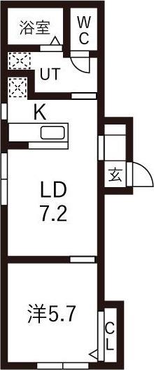 アリエッタ月寒(1LDK/1階)の間取り写真