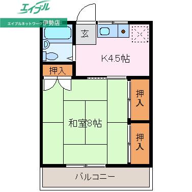 メゾンDフォース(1K/1階)の間取り写真