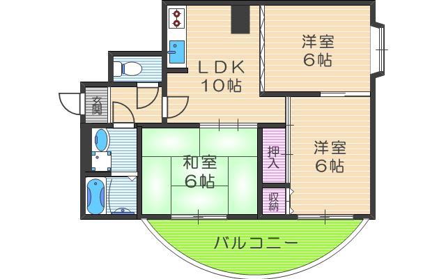 シャトクレインヒル(3LDK/8階)の間取り写真