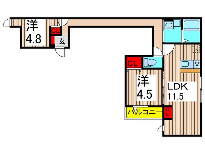 グラナーデ西亀有(2LDK/2階)の間取り写真