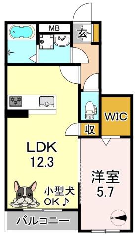 シャーメゾン山喜(1LDK/1階)の間取り写真