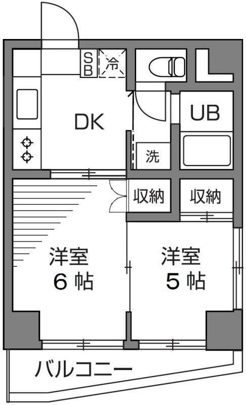 フロムファーストビル(2DK/3階)の間取り写真