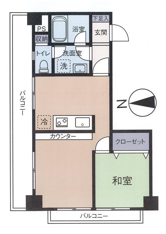 エスペランサ第2鴨居(1LDK/3階)の間取り写真