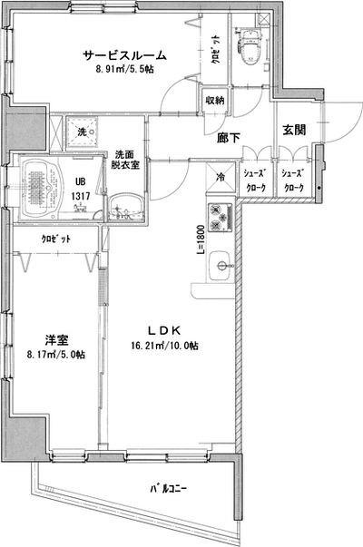 ヴィクトワール・フルーヴVI(1SLDK/3階)の間取り写真