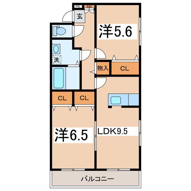 グレイスA棟(2LDK/2階)の間取り写真