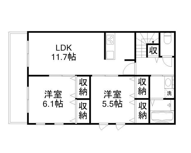カーサムサシノ(2LDK/2階)の間取り写真