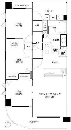 エンゼル柴又ブライトンテラス(3LDK/4階)の間取り写真