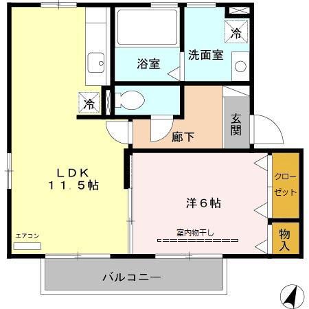 ルーナベール(1LDK/2階)の間取り写真