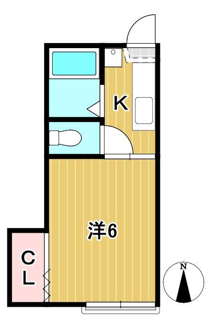 くがやコーポ E(1K/2階)の間取り写真