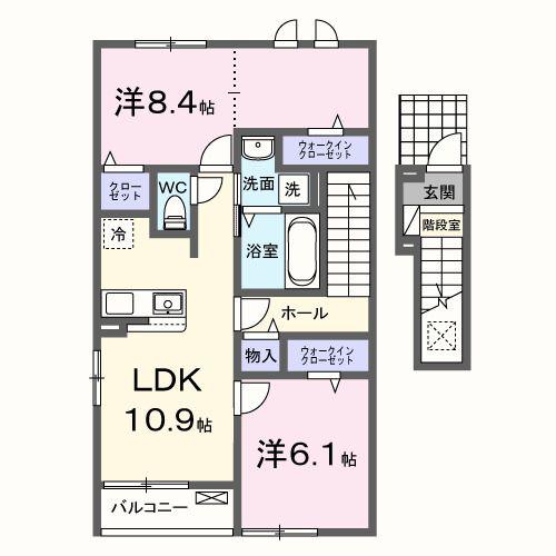 ニューライズOTSUNA B(2LDK/2階)の間取り写真