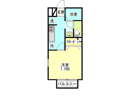 プランドール A(1K/1階)の間取り写真