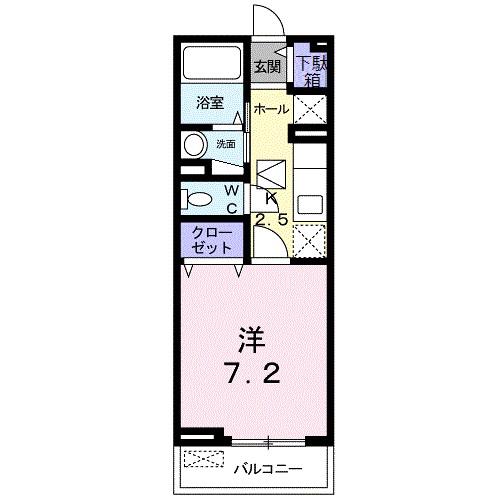 リベラシオンIII B(1K/1階)の間取り写真
