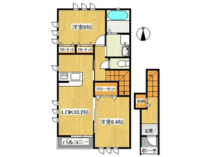 TOMIY-I(2LDK/2階)の間取り写真