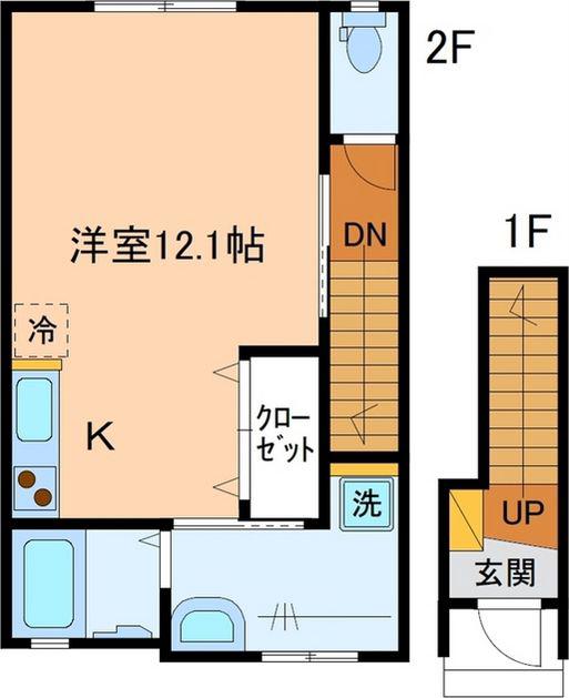 フランシーズ(ワンルーム/2階)の間取り写真