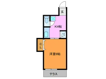 サンライトマンション(1DK/1階)の間取り写真
