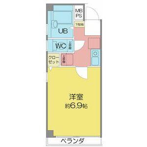 地下鉄東山線 池下駅 徒歩2分 4階建 築20年(1K/3階)の間取り写真