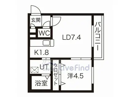 ディゾンネスリー(1LDK/4階)の間取り写真