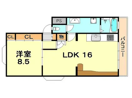 芦屋レジデンス(1LDK/1階)の間取り写真