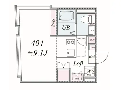 TRIAS395(1DK/4階)の間取り写真
