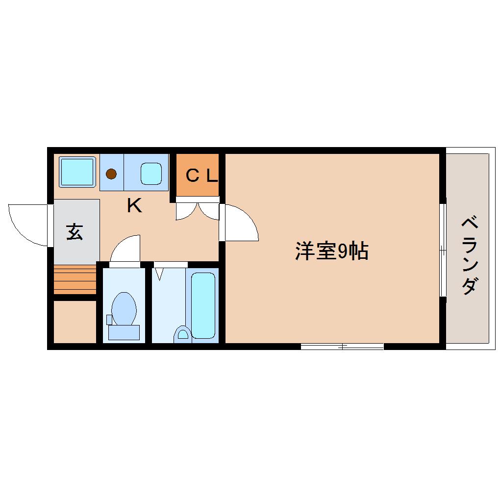 る・いりーで(1K/2階)の間取り写真