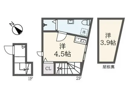 まんまるハウス赤塚(ワンルーム/1階)の間取り写真
