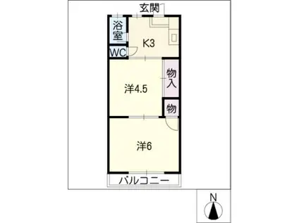 開平荘(2K/1階)の間取り写真