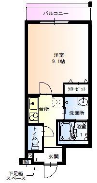 フジパレス遠里小野V番館(1K/2階)の間取り写真