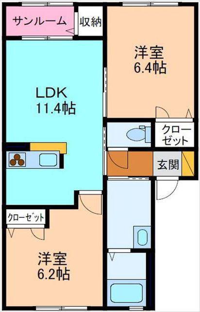 TII-AIM(2LDK/1階)の間取り写真