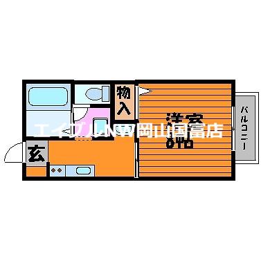 コーポ橋本(1K/2階)の間取り写真