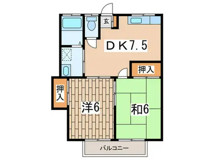 美幸荘(2DK/2階)の間取り写真