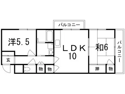 LEEハイツ(2LDK/3階)の間取り写真