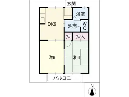 リバーサイド河田(2DK/2階)の間取り写真
