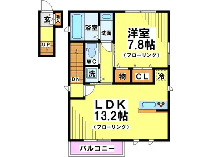 エルメゾン ウエスト(1LDK/2階)の間取り写真