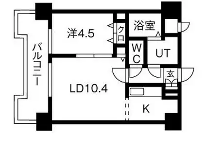 UURコート札幌北三条(1LDK/13階)の間取り写真