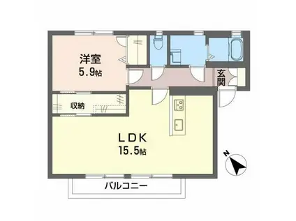 カーサワケダ(1LDK/2階)の間取り写真