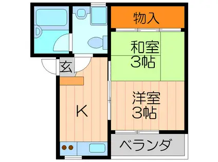 ピンクフラミンゴ(1DK/2階)の間取り写真