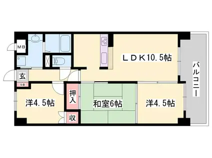 ルピナス南大路(3LDK/5階)の間取り写真